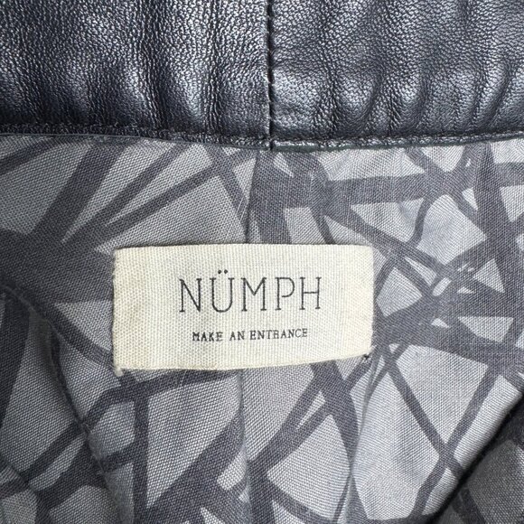 Nümph Womens Black Lambskin Leather Shorts Size‎ 38 With Graphic Lining - Picture 3 of 9
